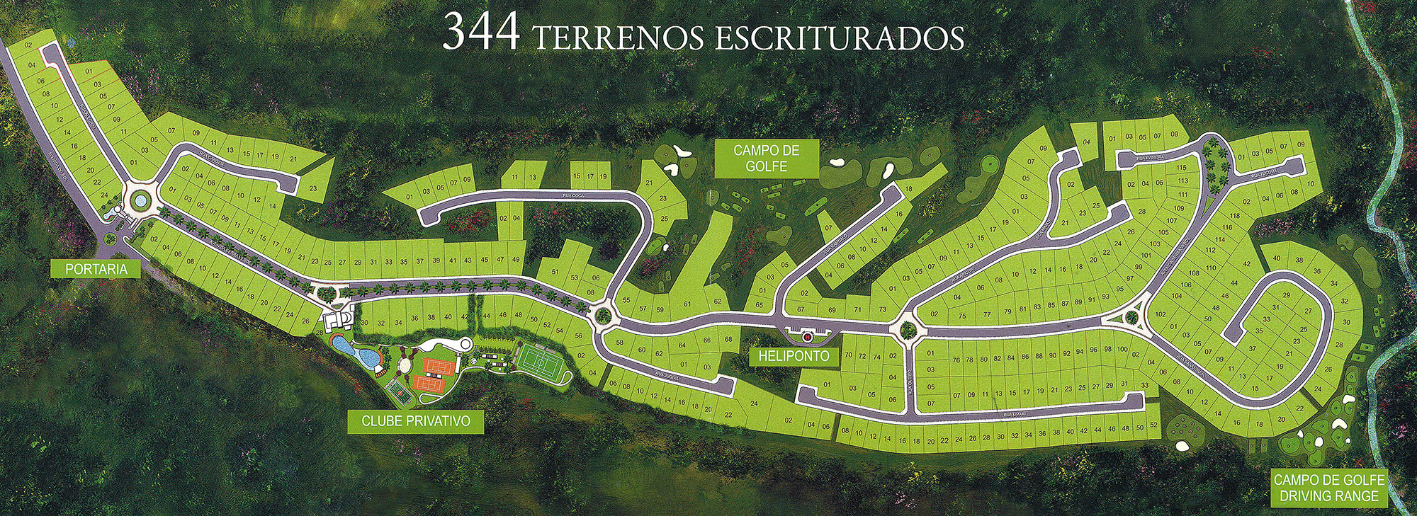 Mapa do Condomínio Maxximo Garden com 344 terrenos escriturados